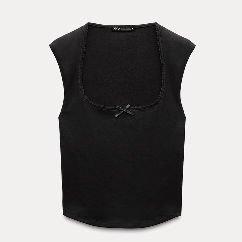 Zara lace trim top with bow
